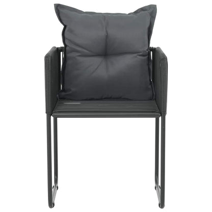 Gartenstühle 2 Stk. mit Polstern Poly Rattan Schwarz