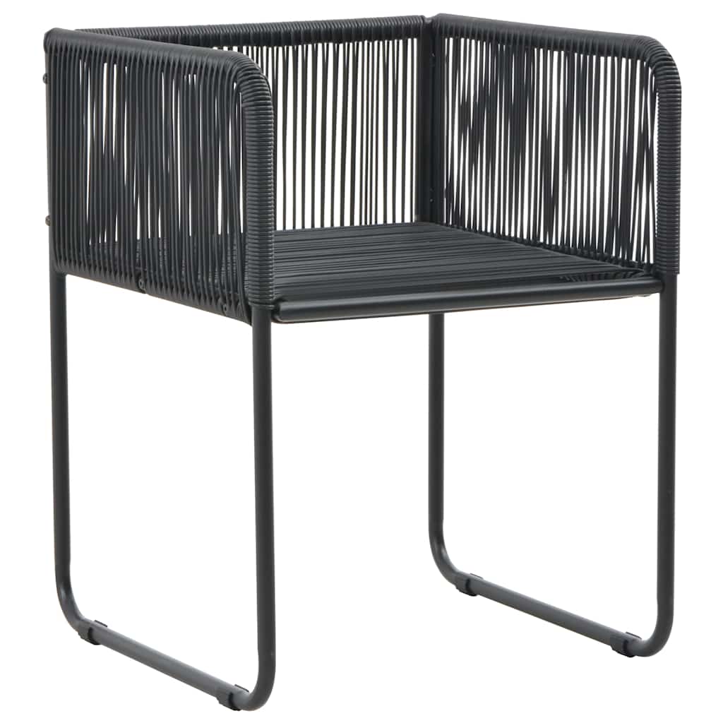 Gartenstühle 2 Stk. mit Polstern Poly Rattan Schwarz