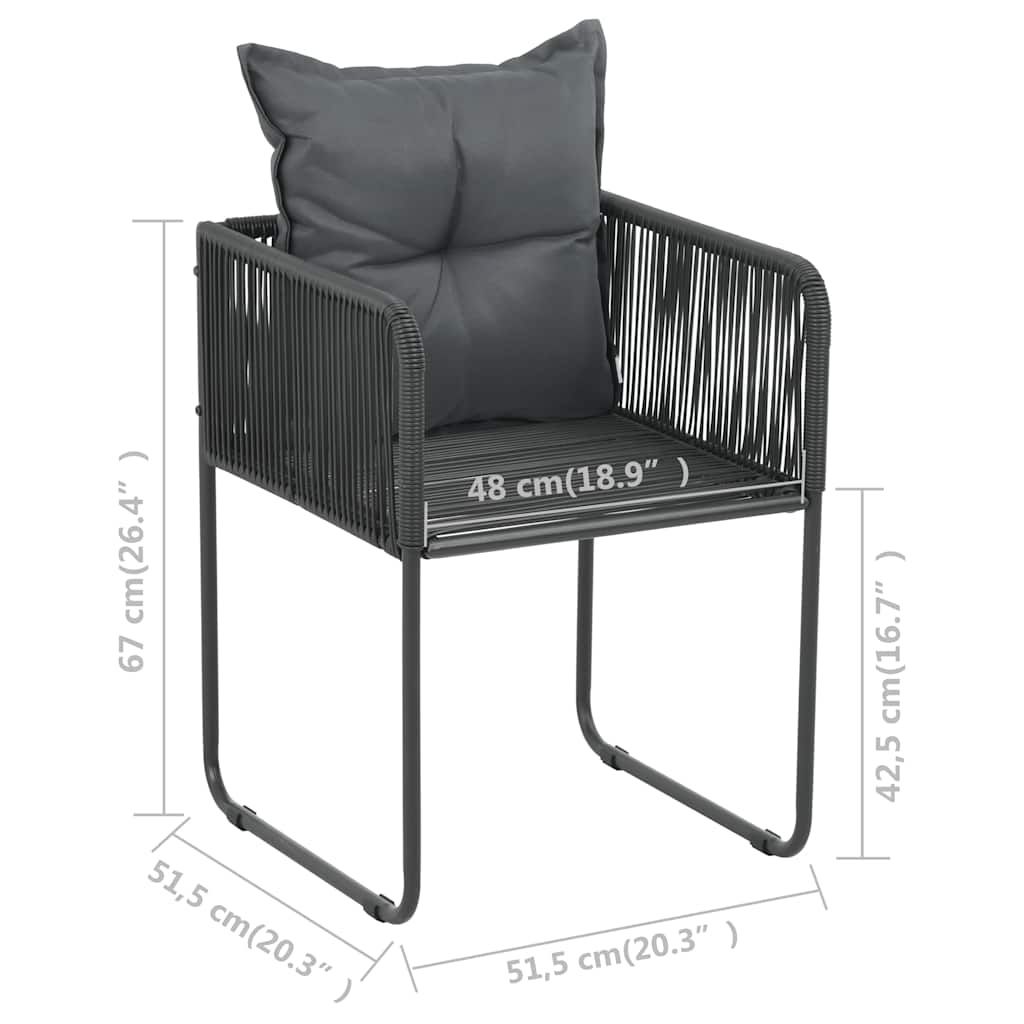 Gartenstühle 2 Stk. mit Polstern Poly Rattan Schwarz