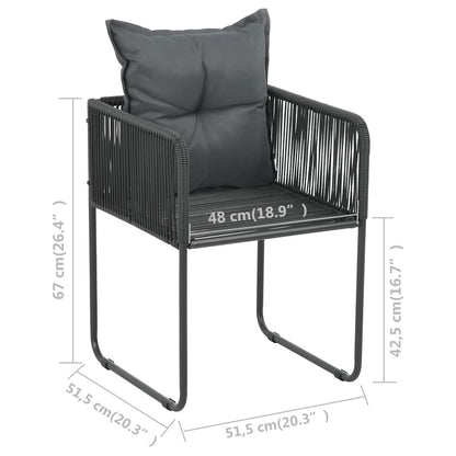 Gartenstühle 2 Stk. mit Polstern Poly Rattan Schwarz