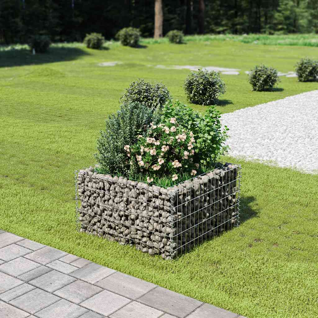 Gabionen-Hochbeet Verzinkter Stahl 90×90×50 cm