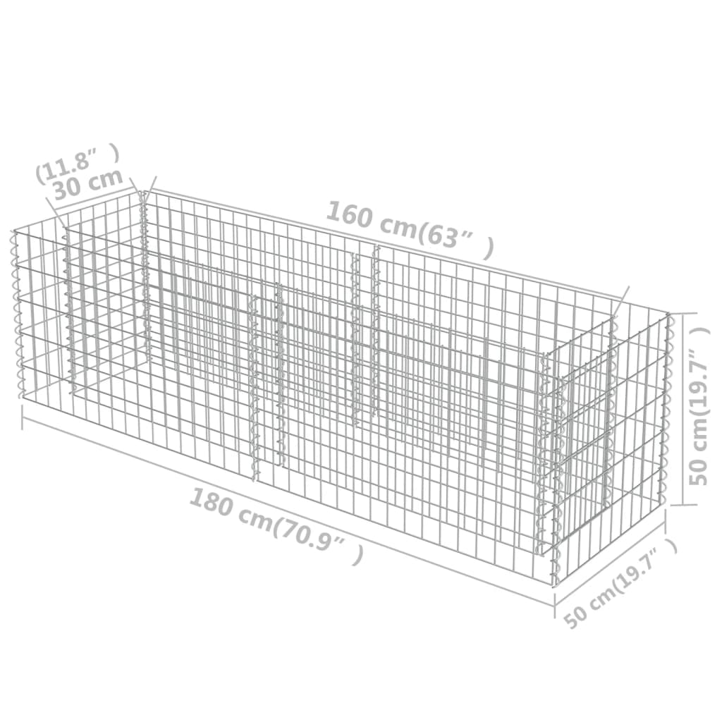 Gabionen-Hochbeet Verzinkter Stahl 180×50×50 cm