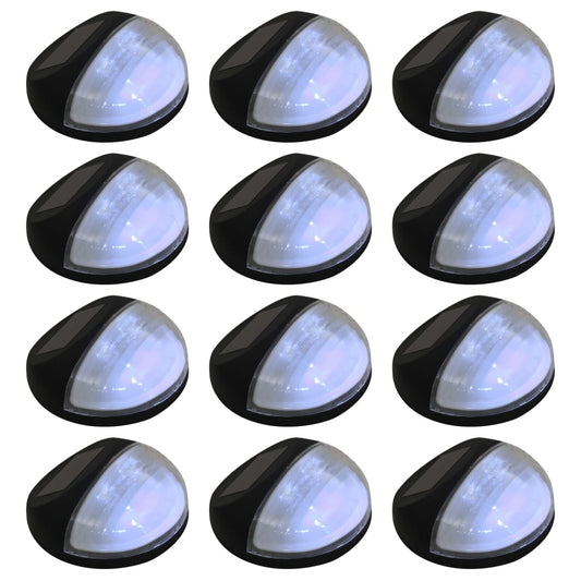 Appliques solaires d'extérieur à LED, 12 pièces, rondes, noires