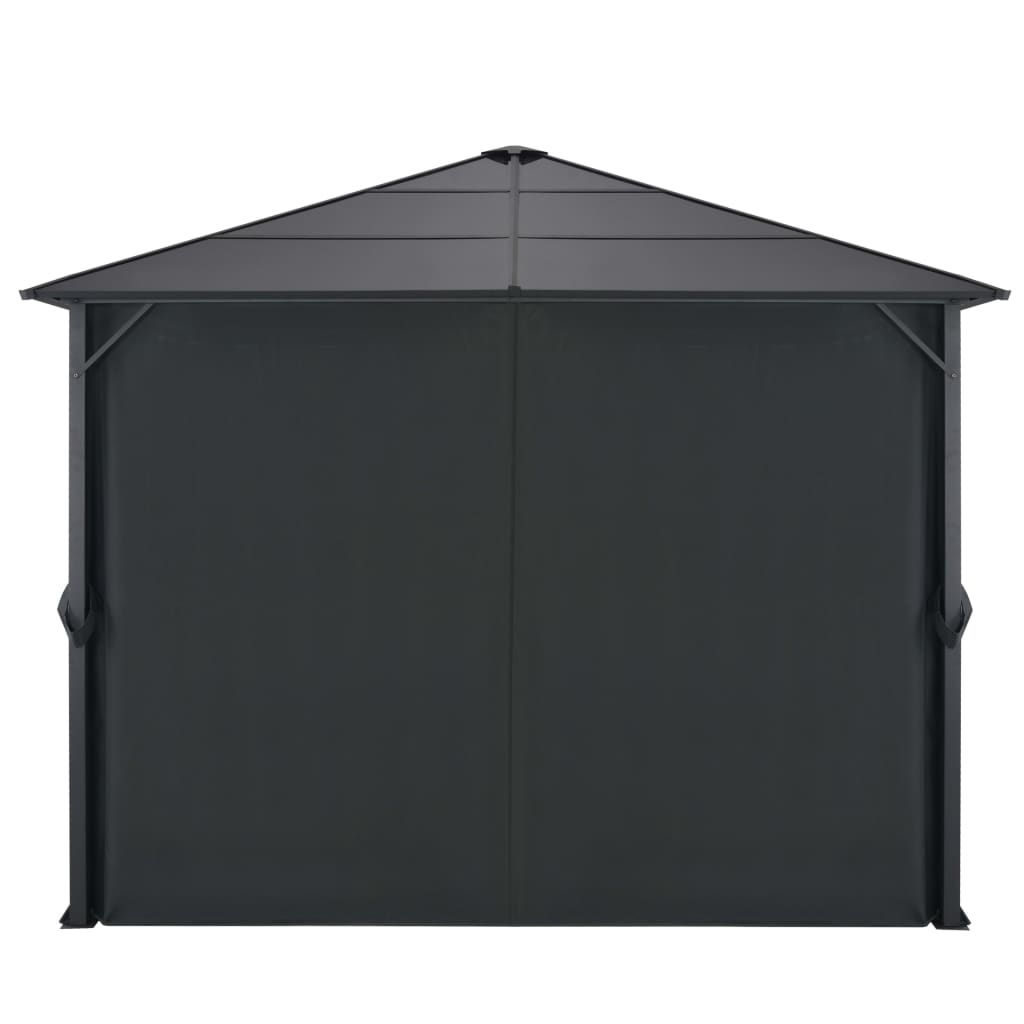 Pavillon de jardin avec rideau aluminium 3x3 m noir