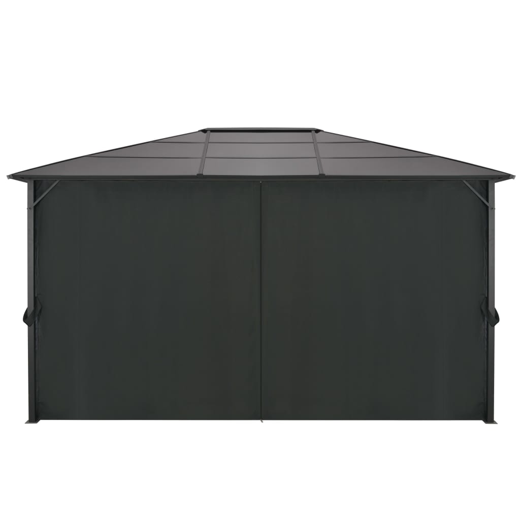 Pavillon de jardin avec rideau aluminium 4×3×2,6 m noir