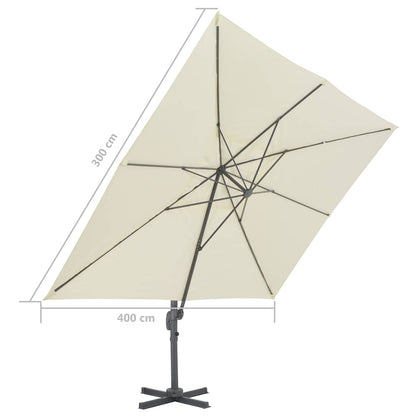 Ampelschirm mit Aluminiummast 400 x 300 cm Sand