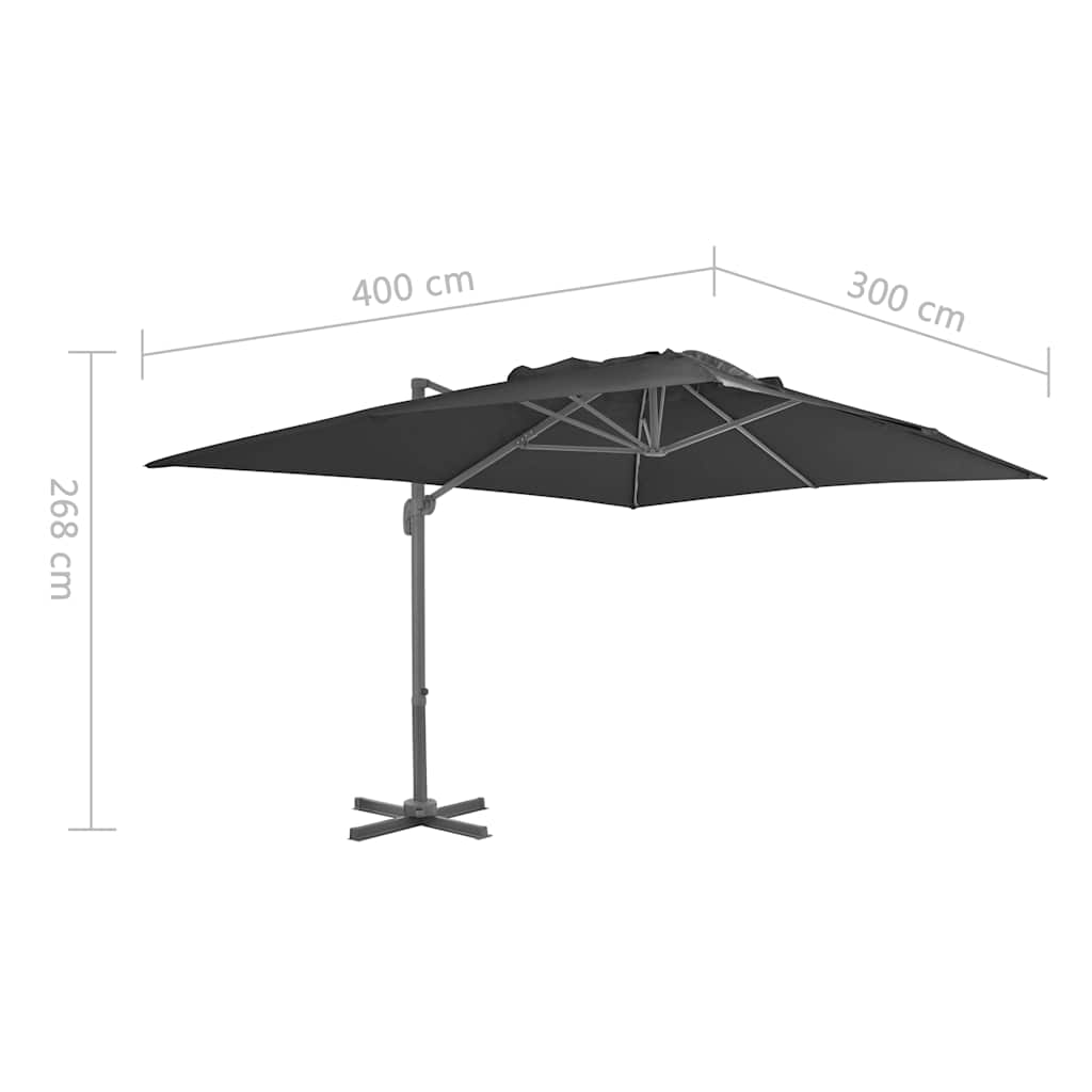 Ampelschirm mit Aluminiummast 400 x 300 cm Anthrazit
