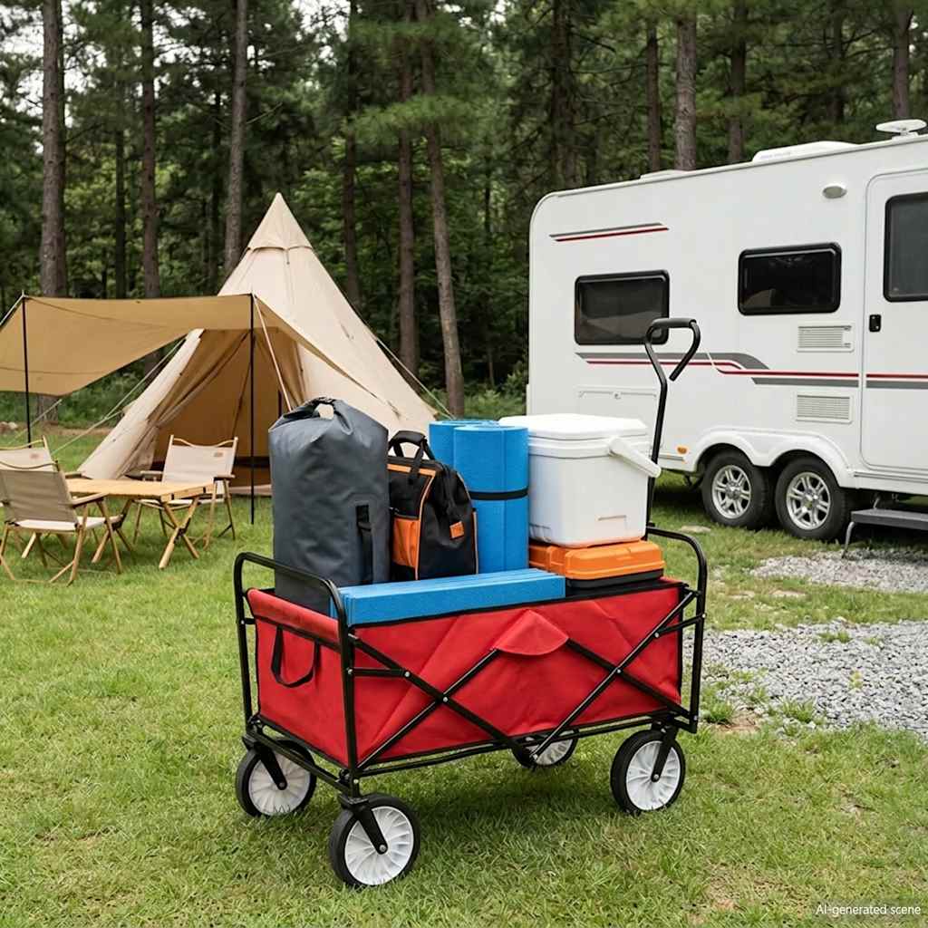 Klappbarer Handwagen Stahl Rot