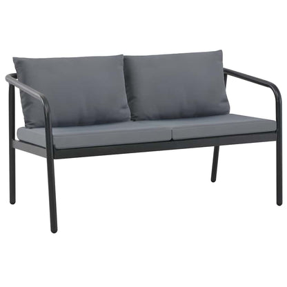 2-Sitzer-Gartenbank mit Auflagen Grau Aluminium