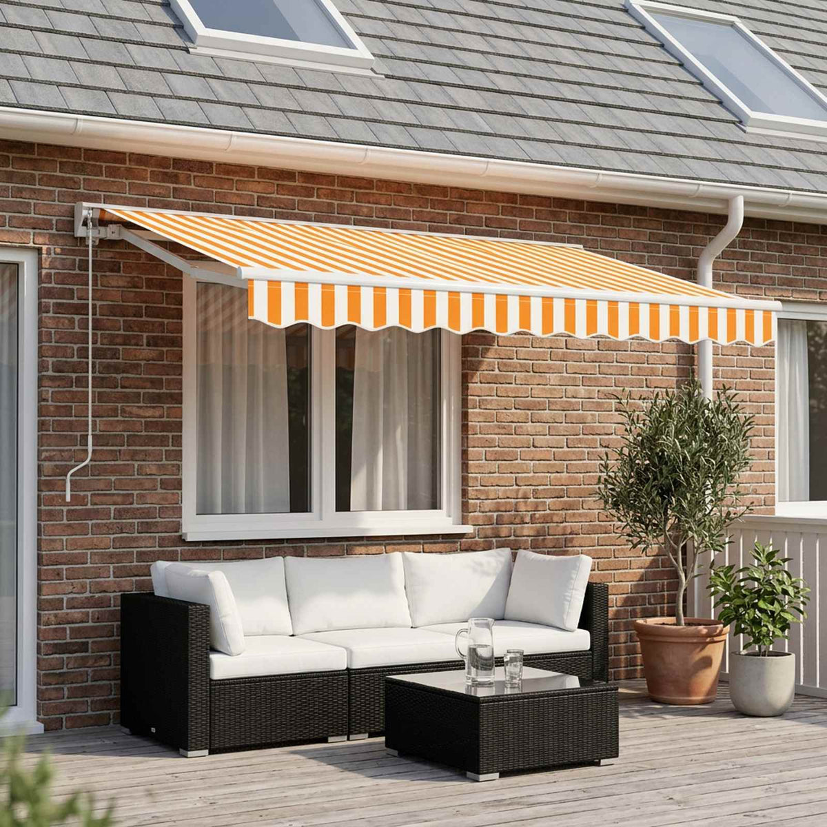 Ersatzstoff für Markise Orange und Weiß 350x250 cm Polyester