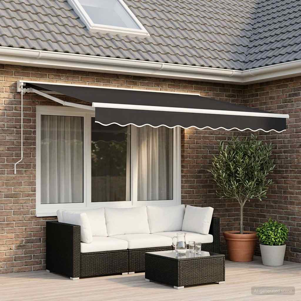 Ersatzstoff für Markise Grau 350x250 cm Polyester