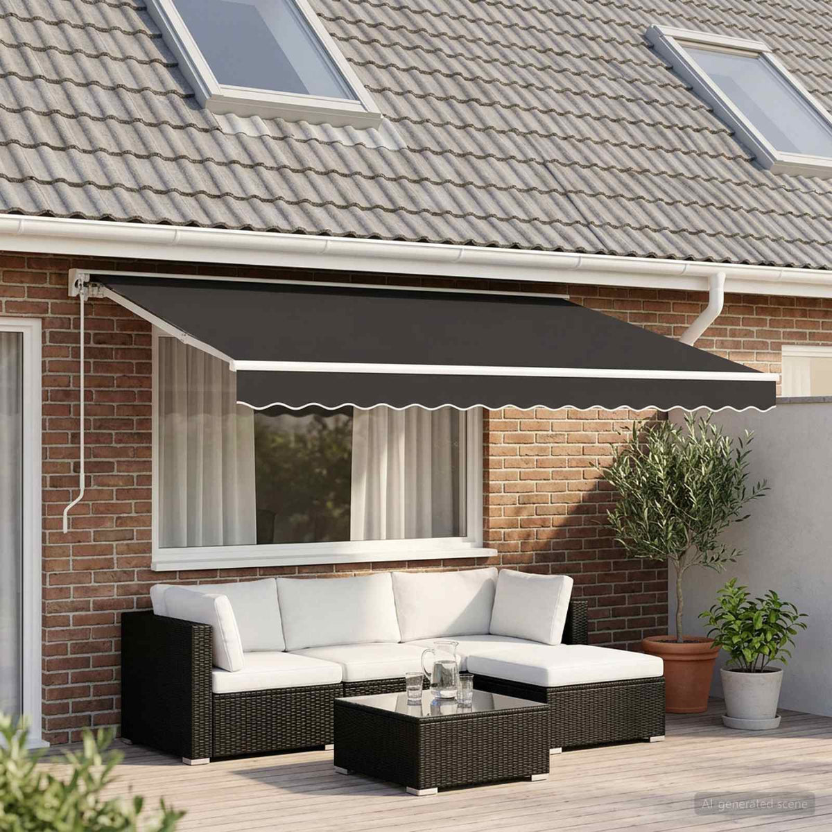 Ersatzstoff für Markise Grau 400x300 cm Polyester