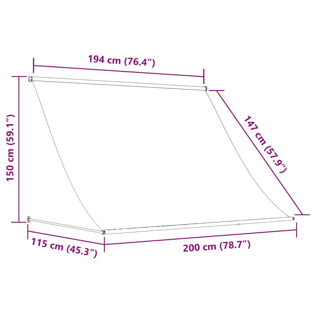 Einziehbare Markise 200×150 cm Anthrazit