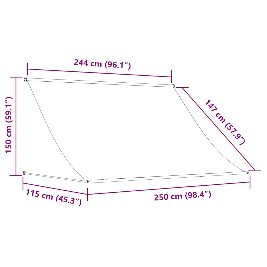 Einziehbare Markise 250×150 cm Anthrazit