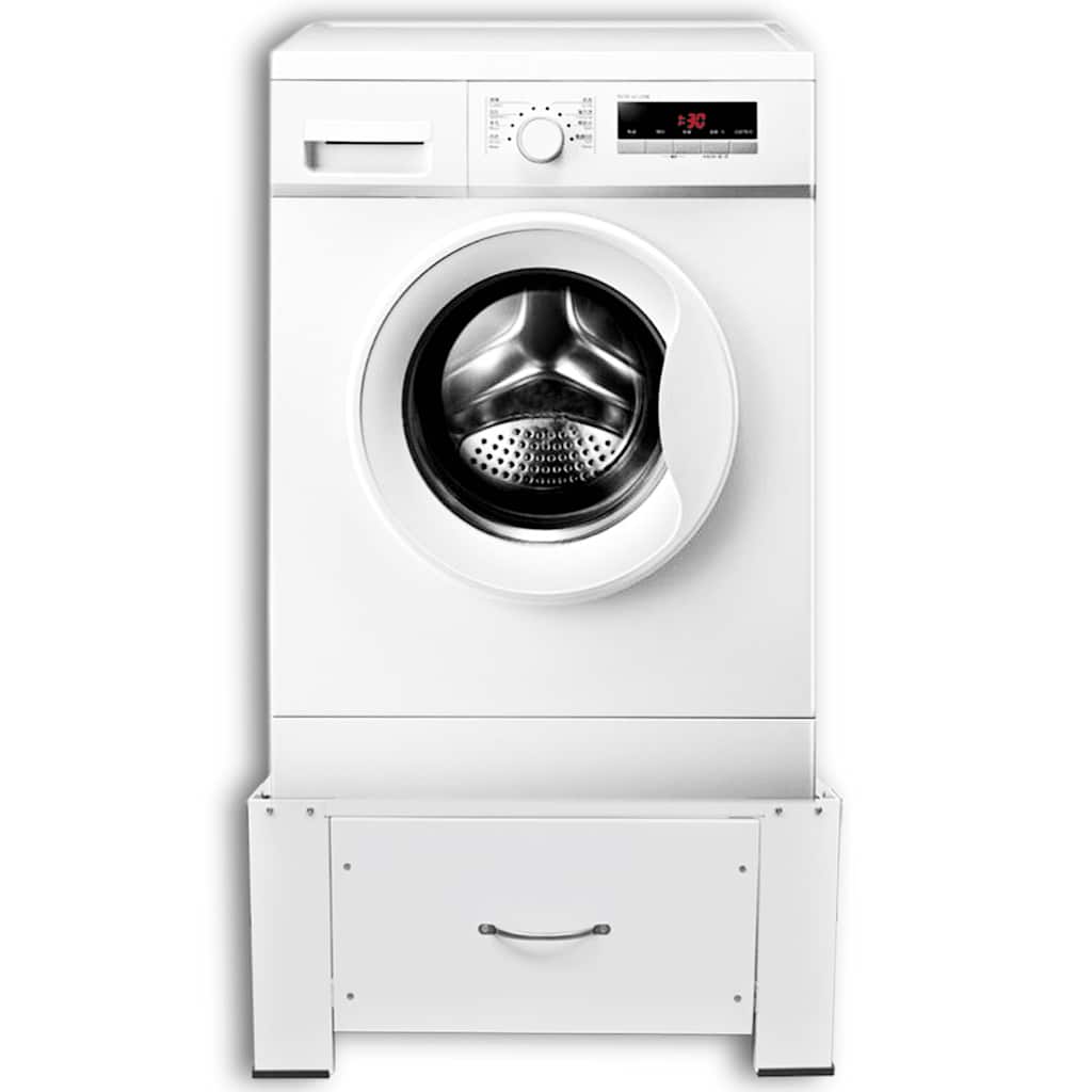 Sockel für Waschmaschine Weiß mit Schublade