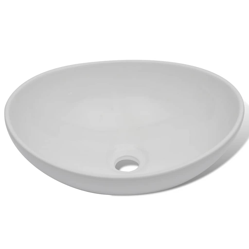 Keramik Waschbecken 40 x 33 cm Oval Weiß