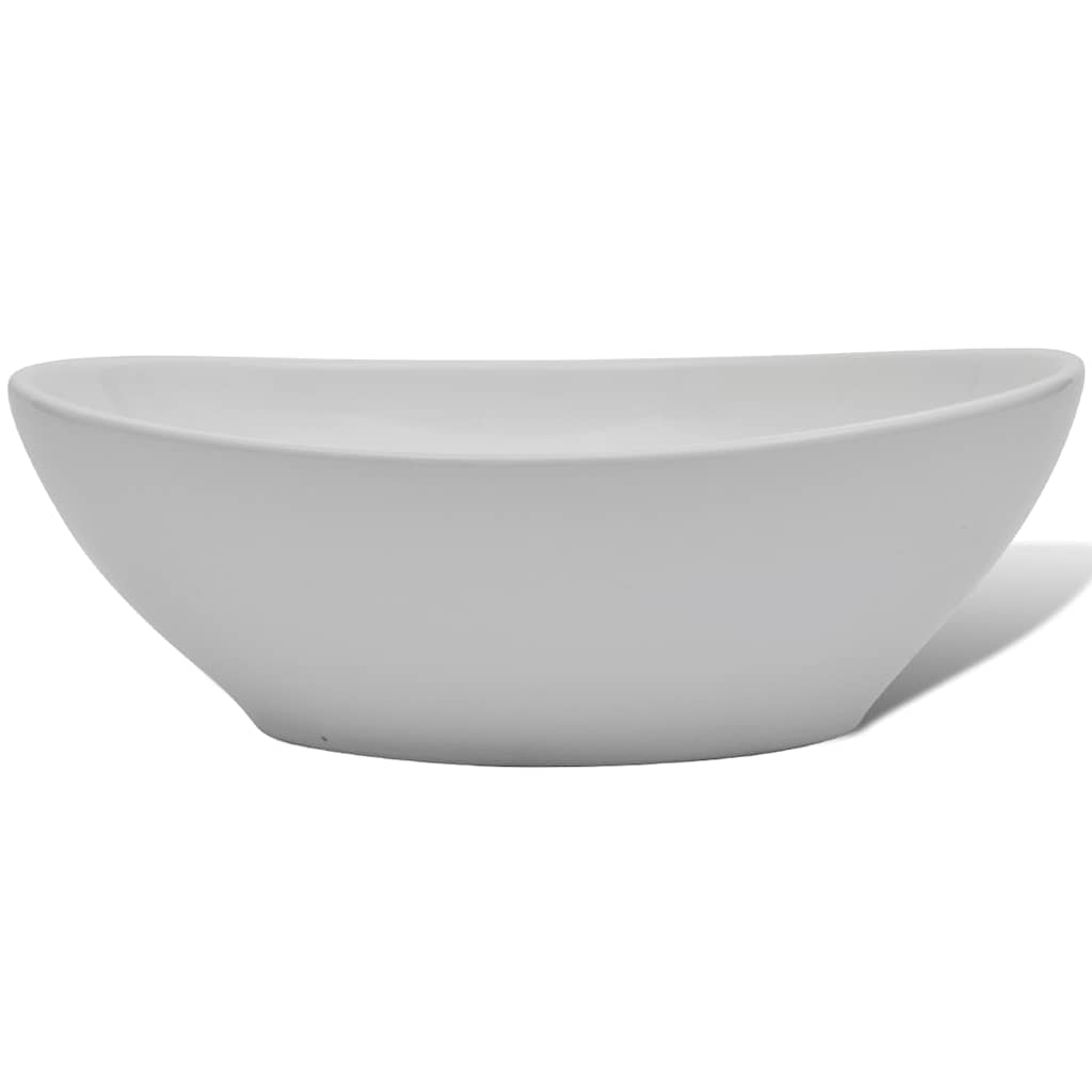 Keramik Waschbecken 40 x 33 cm Oval Weiß