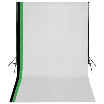 Fotostudio Set 3 Baumwolle-Hintergründe Rahmen verstellbar 3x5m