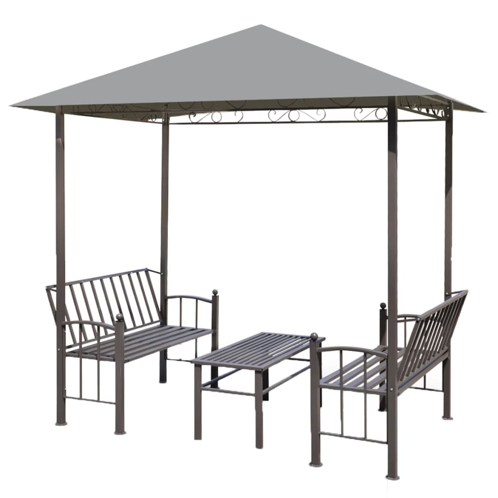 Pavillon de jardin avec table et bancs 2,5x1,5x2,4 m anthracite