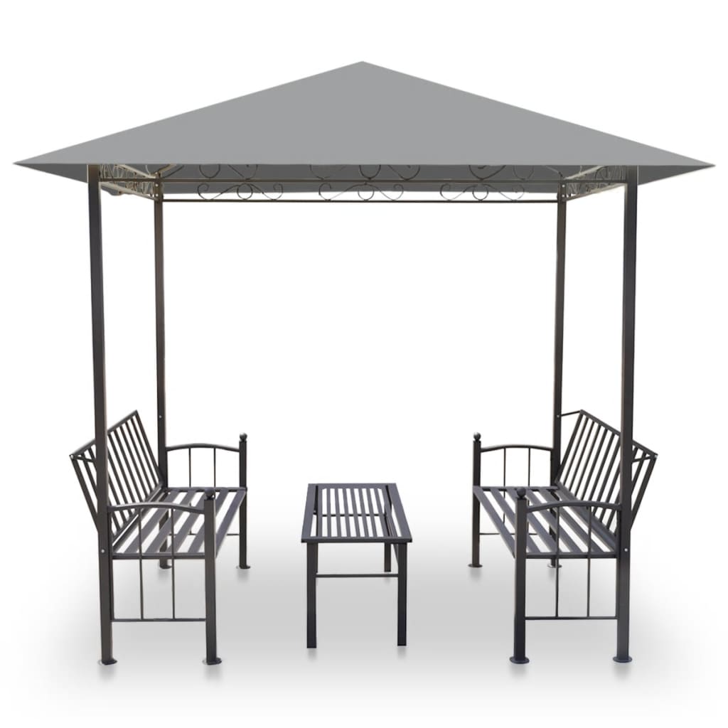 Pavillon de jardin avec table et bancs 2,5x1,5x2,4 m anthracite