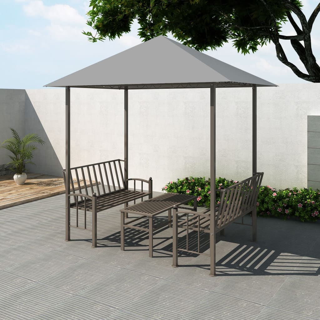 Pavillon de jardin avec table et bancs 2,5x1,5x2,4 m anthracite