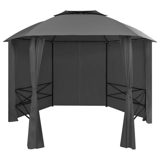 Pavillon de jardin avec rideaux hexagonaux 360x265 cm