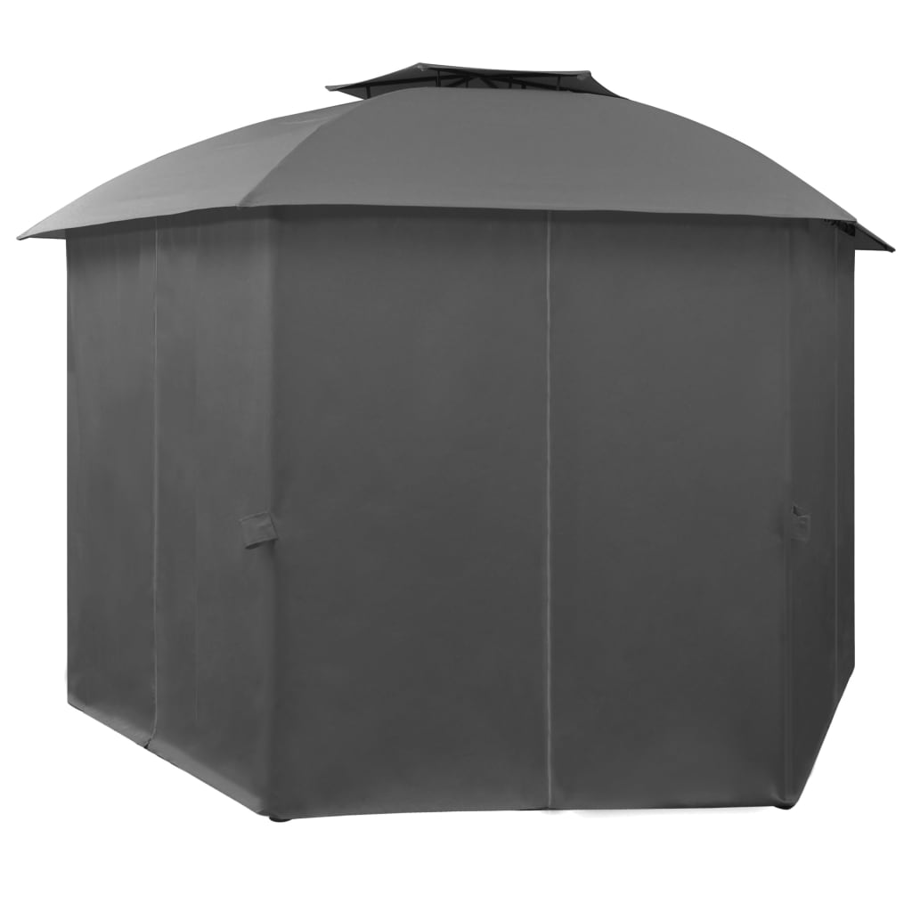 Pavillon de jardin avec rideaux hexagonaux 360x265 cm