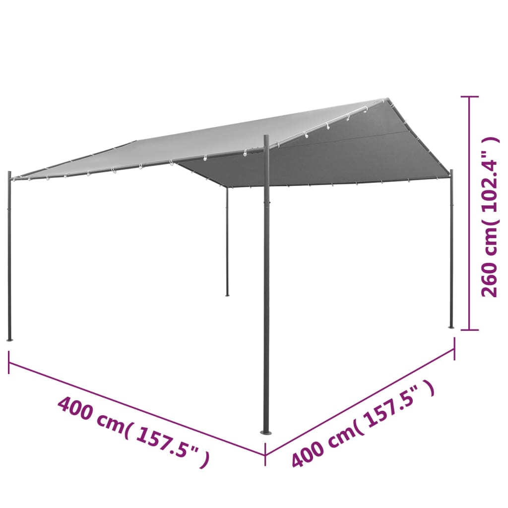 Gartenpavillon Stahl 400 x 400 x 260 cm Anthrazit