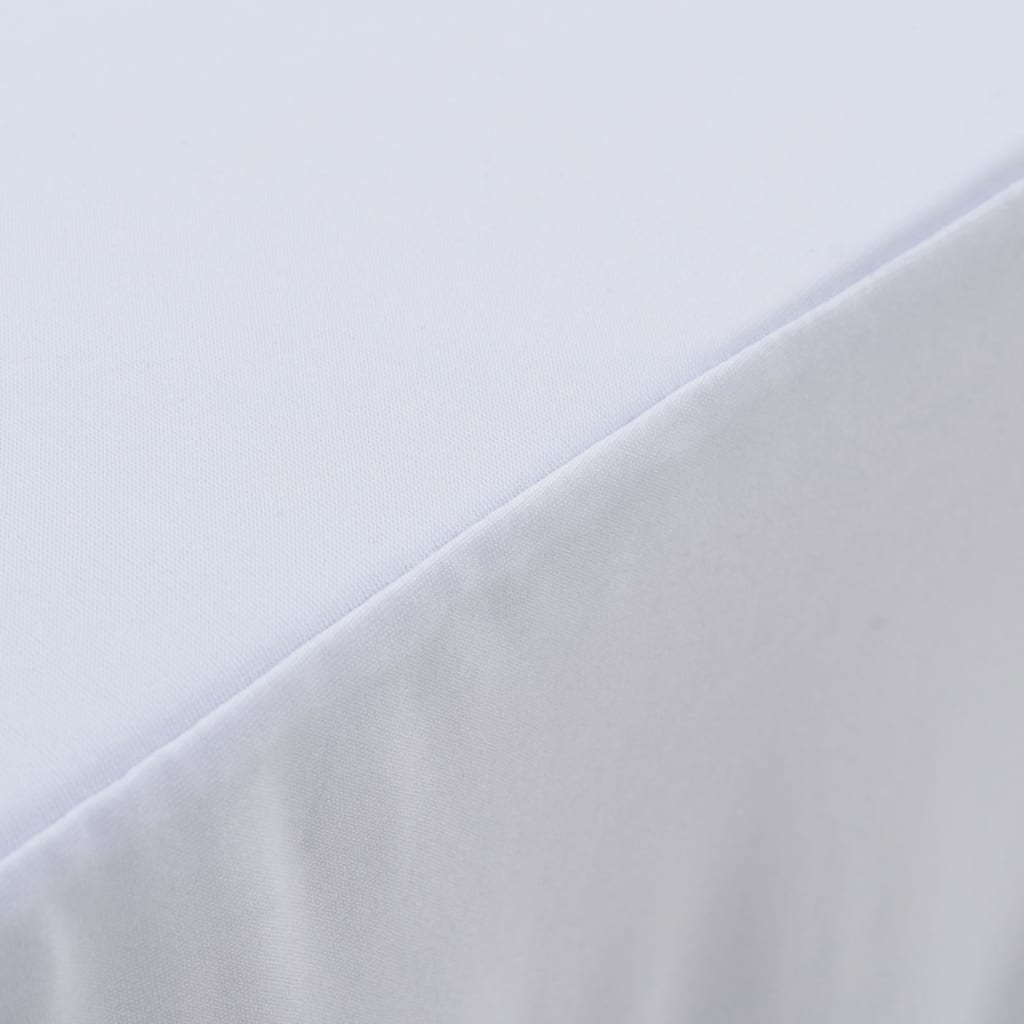 2 Stück Stretch-Tischdecken mit Rand Weiß 120 x 60,5 x 74 cm