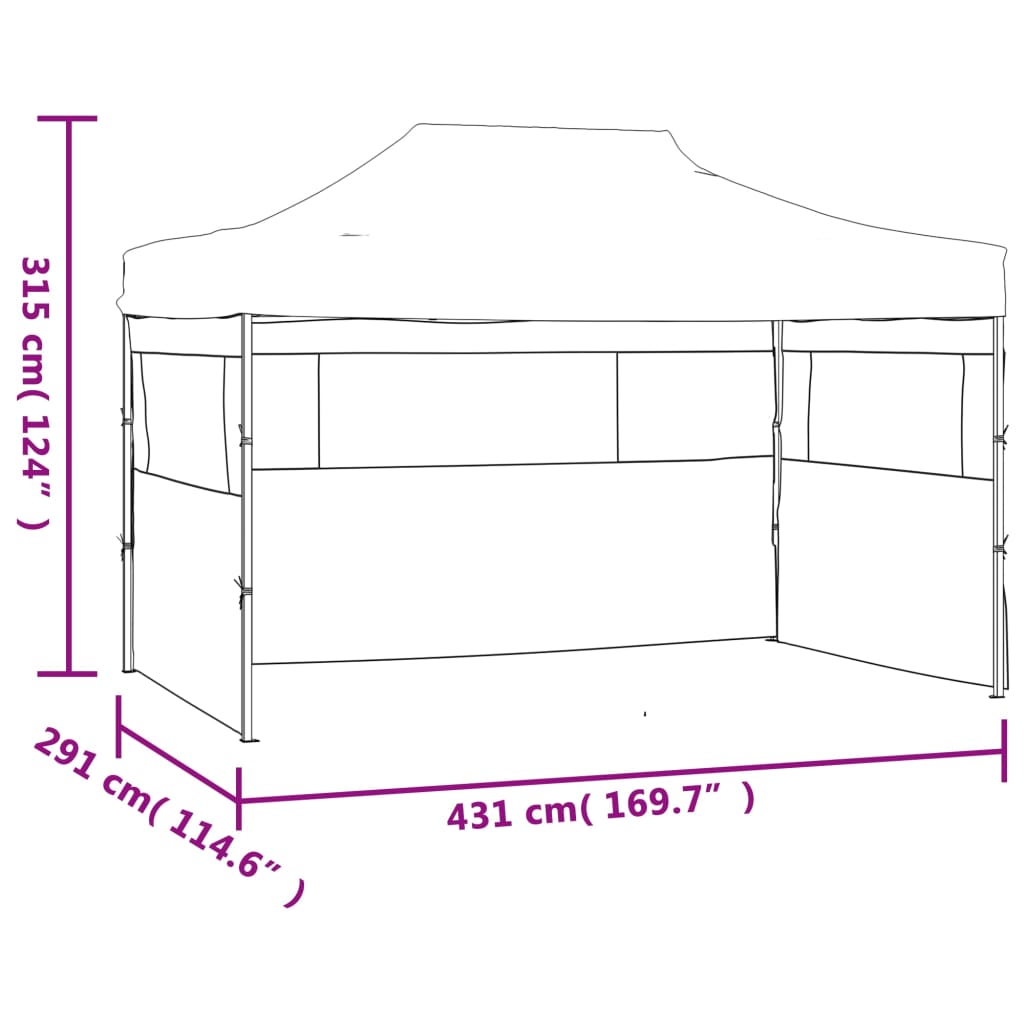 Tente pliante avec 3 panneaux latéraux 3x4,5 m crème