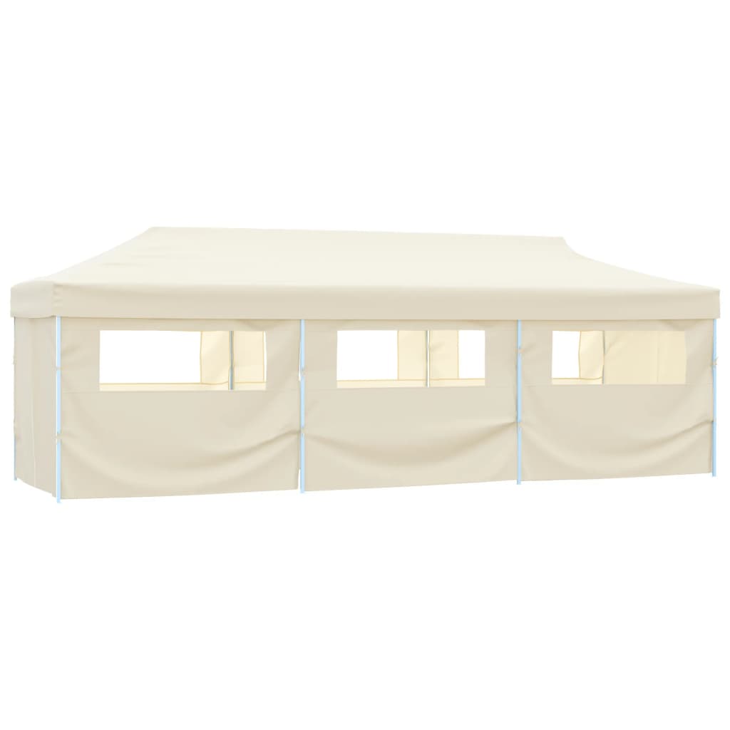 Tente pliante de réception pop-up avec 8 parois latérales 3 x 9 m crème