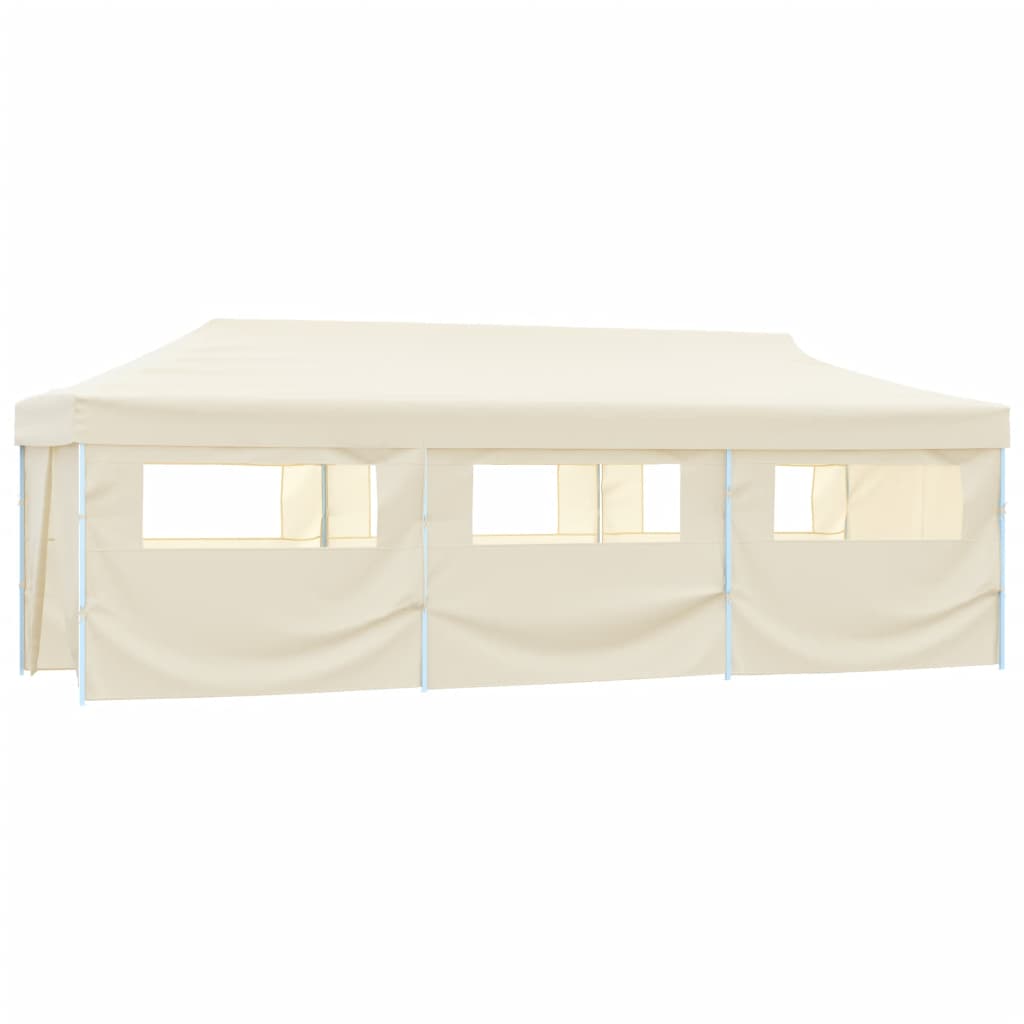 Tente pliante de réception pop-up avec 8 parois latérales 3 x 9 m crème