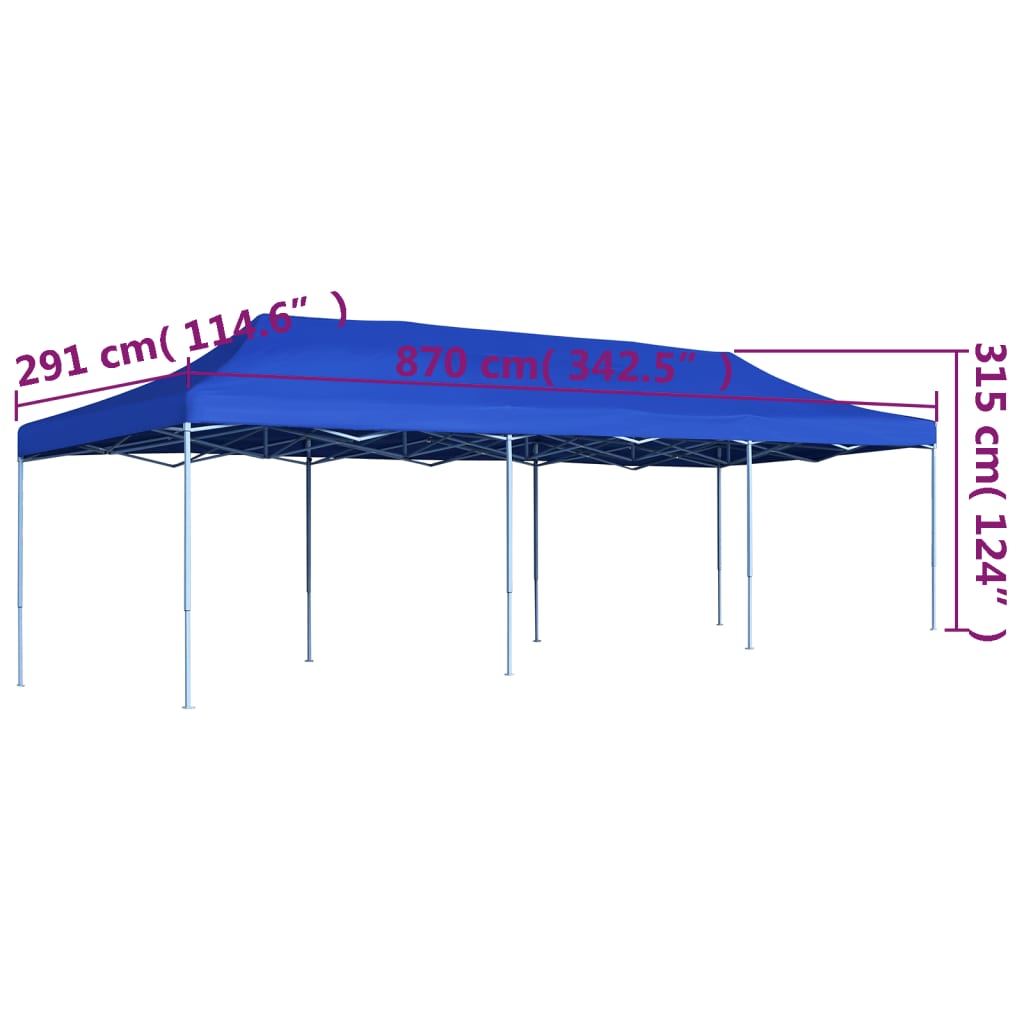 Tente pliante tente de fête pop-up 3 x 9 m bleu