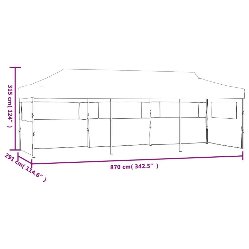 Tente de réception pop-up avec 5 parois latérales 3x9 m anthracite