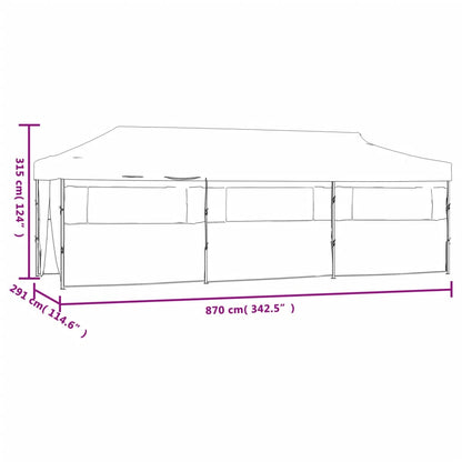 Faltpavillon mit 8 Seitenwänden 870x291x315 cm Anthrazit