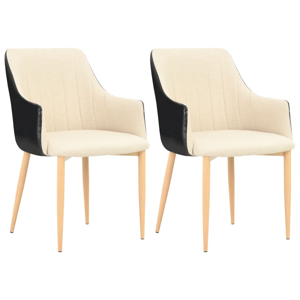 Esszimmerstühle 2 Stk. Schwarz und Creme Stoff