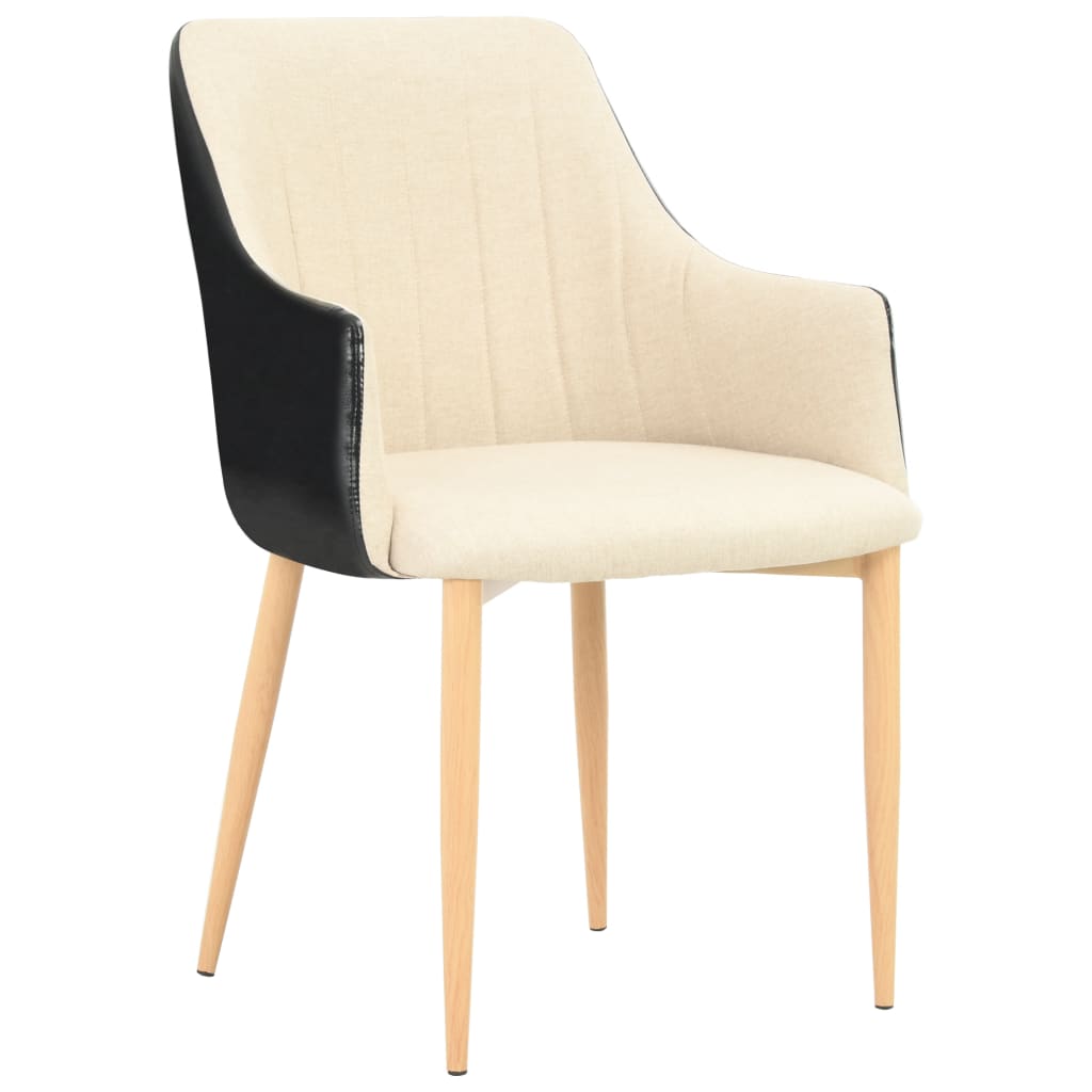 Esszimmerstühle 2 Stk. Schwarz und Creme Stoff