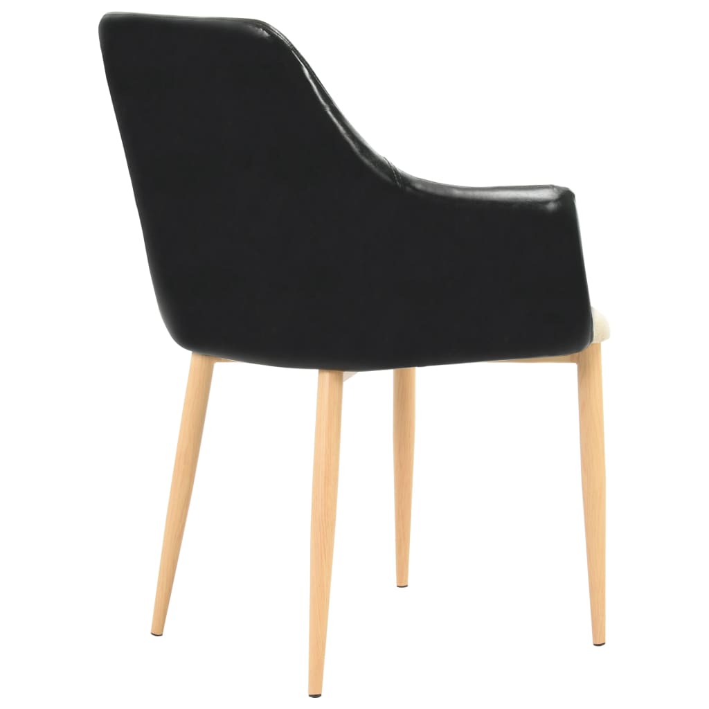 Esszimmerstühle 2 Stk. Schwarz und Creme Stoff
