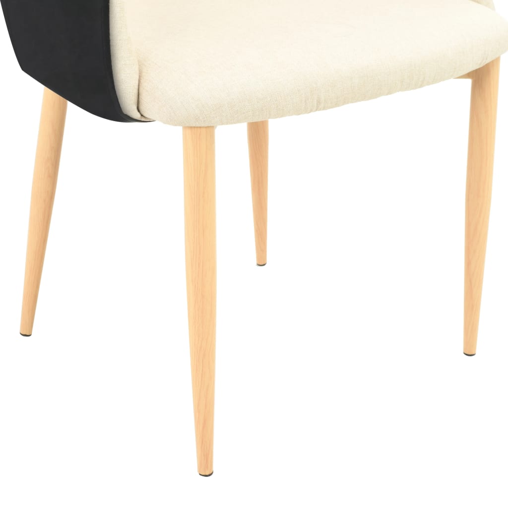Esszimmerstühle 2 Stk. Schwarz und Creme Stoff