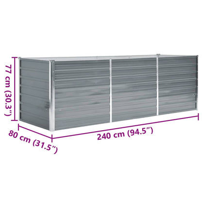 Garten-Hochbeet Verzinkter Stahl 240x80x77 cm Grau