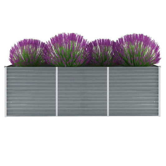 Garden Raised Bed Galvanized Steel 240x80x77 cm Gray