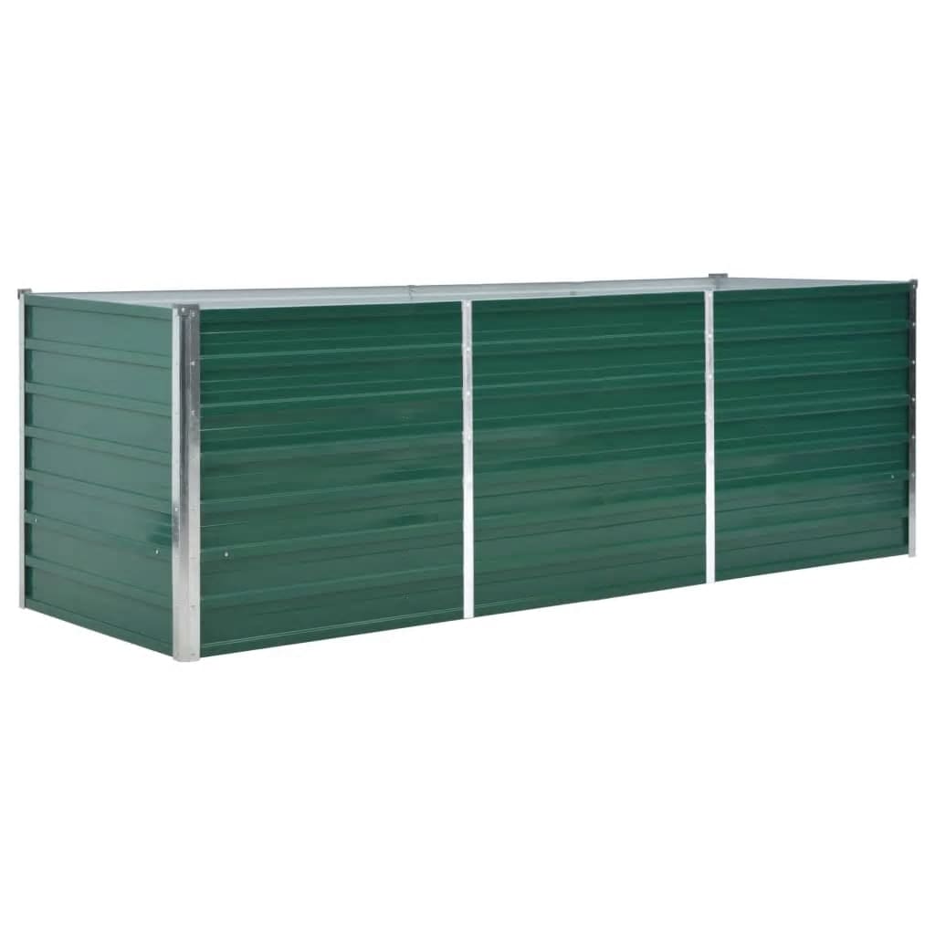 Garden Raised Bed Galvanized Steel 240x80x77 cm Green
