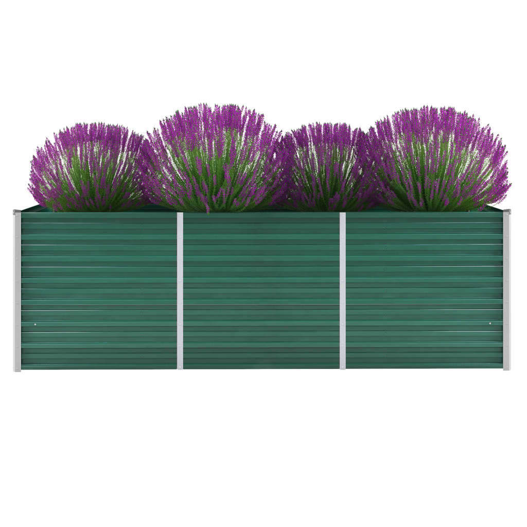 Garden Raised Bed Galvanized Steel 240x80x77 cm Green