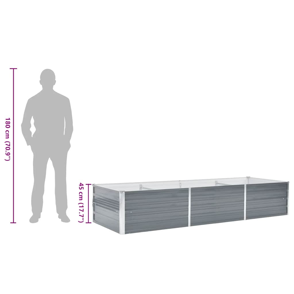 Garden Raised Bed Galvanized Steel 240x80x45 cm Gray