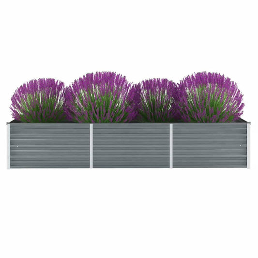 Garden Raised Bed Galvanized Steel 240x80x45 cm Gray