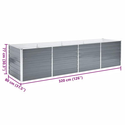 Garten-Hochbeet Verzinkter Stahl 320x80x77 cm Grau