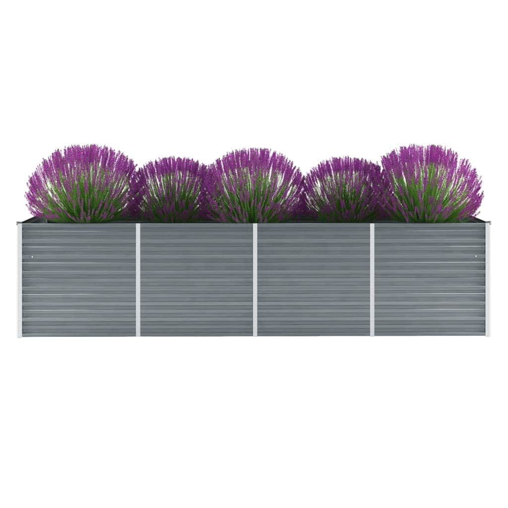 Garden Raised Bed Galvanized Steel 320x80x77 cm Gray