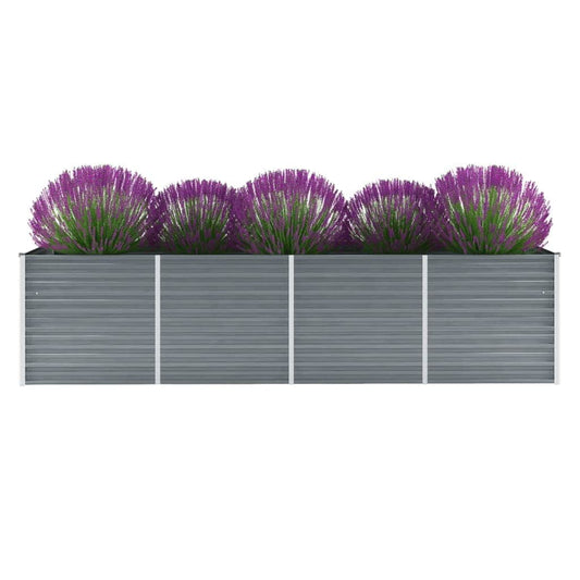 Garden Raised Bed Galvanized Steel 320x80x77 cm Gray