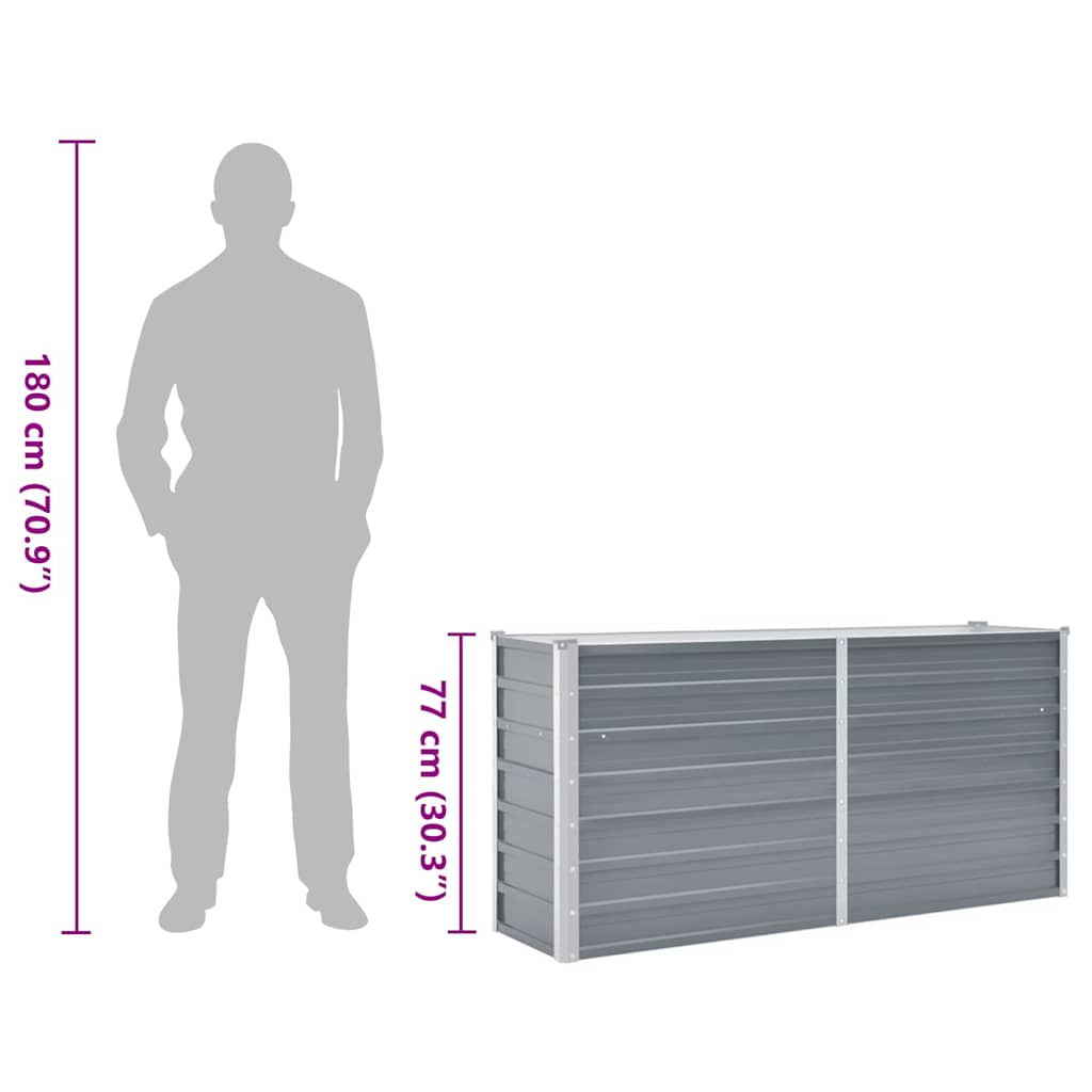 Garden Raised Bed Galvanized Steel 160x40x77 cm Gray