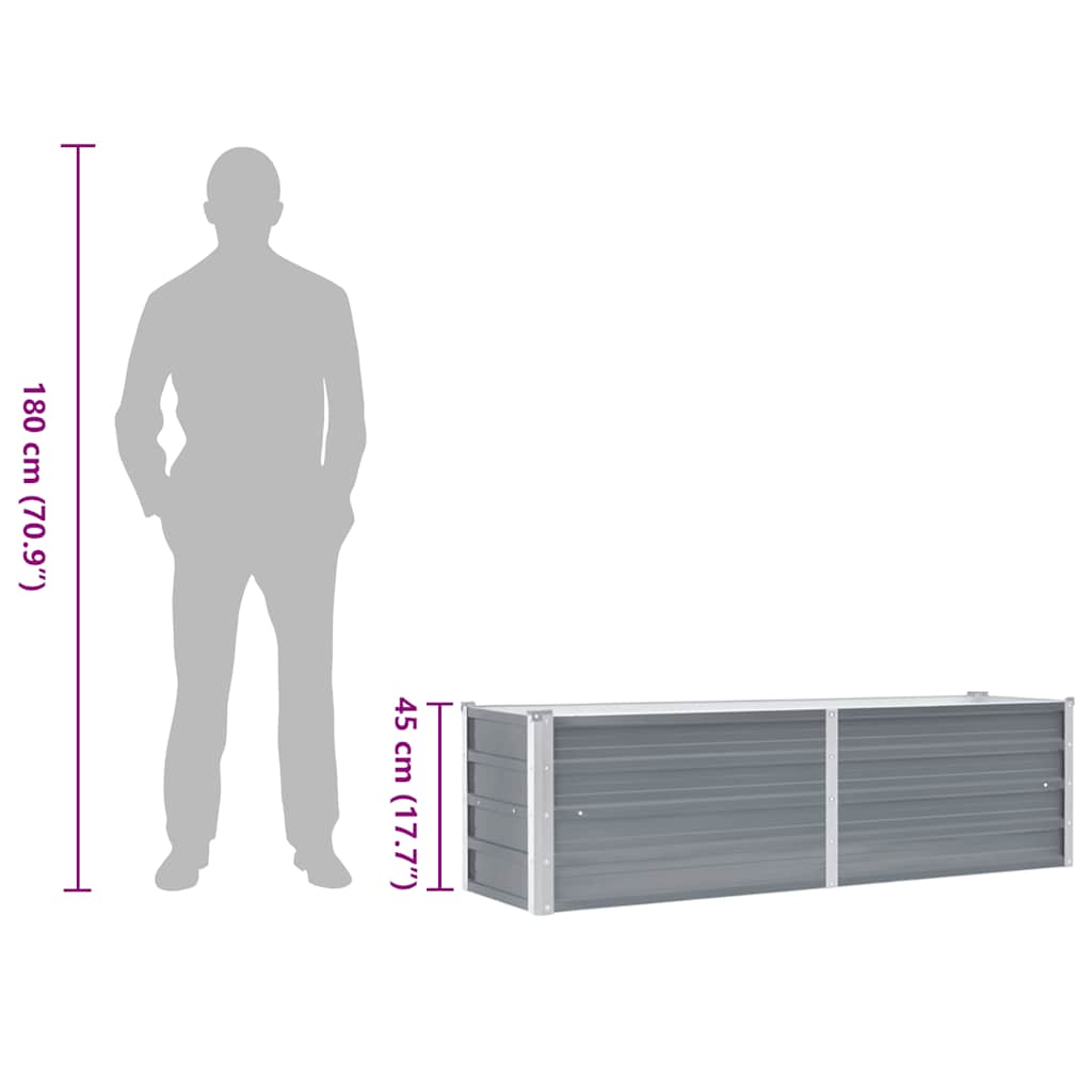 Garden Raised Bed Galvanized Steel 160x40x45 cm Gray